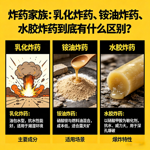 宣汉炸药家族：乳化炸药、铵油炸药、水胶炸药到底有什么区别？
